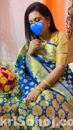 রয়্যাল ব্লু-গোল্ডেন বেনারসি শাড়ি – মাত্র ৩৫০০ টাকা